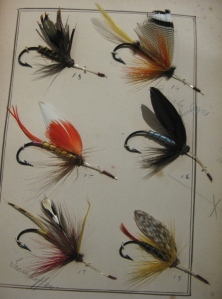 Tomah Joe, Lake Fly pattern, at top right. This plate of Lake Flies is over 130 years old.